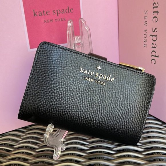 Kate Spade Staci Medium Compact Bifold Wallet Black - Picture 3 of 16